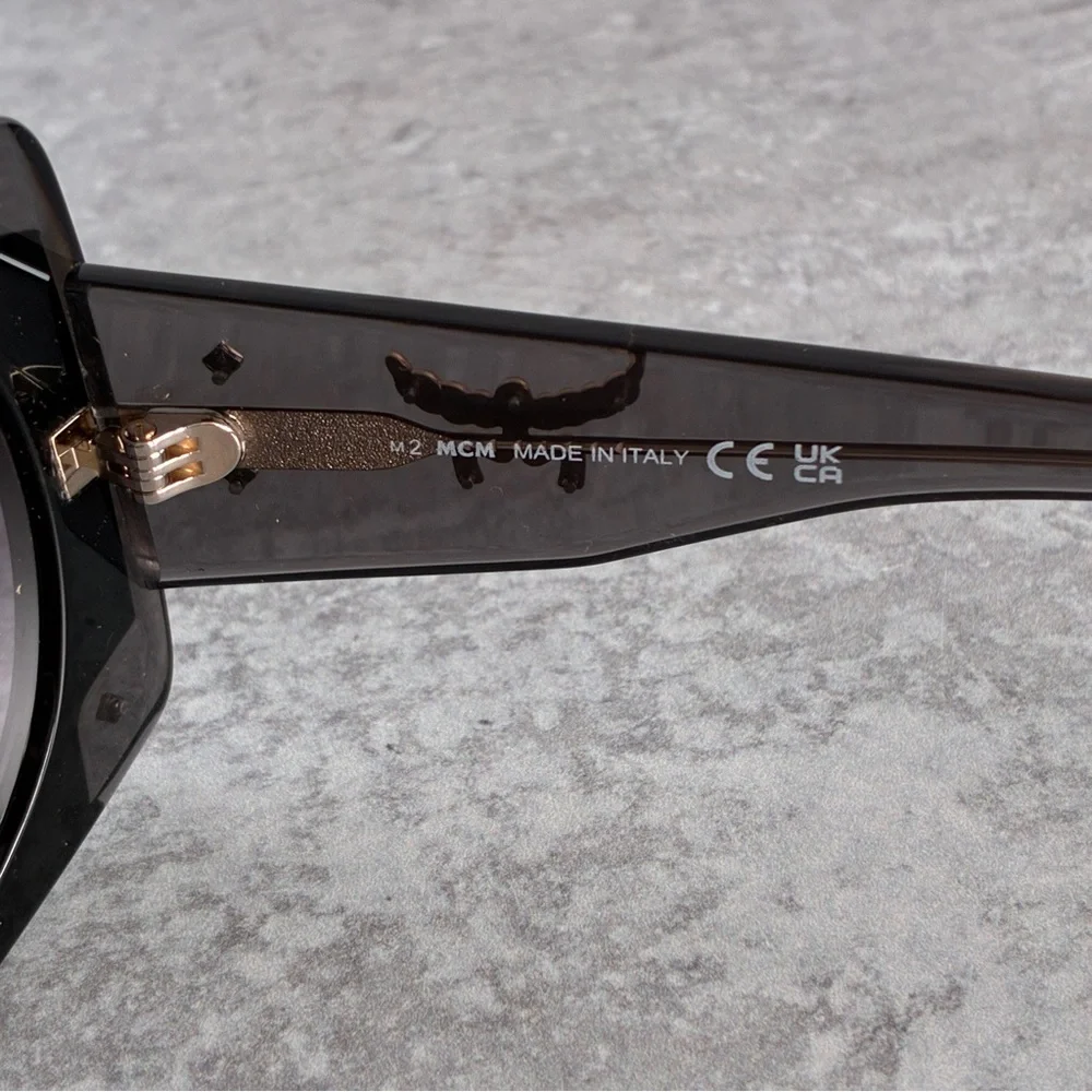 MCM Oversized Butterfly Sunglasses MW0005 05B Black Gold Italy NWOT w/ Pouch